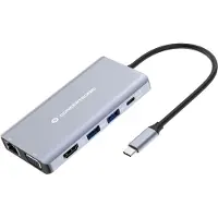 Conceptronic DONN20G, Langallinen, USB 3.2 Gen 1 (3.1 Gen 1) Type-C, 100 W, 3,5 mm, 10,100,1000 Mbit/s, Harmaa