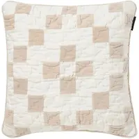 Lexington Patchwork Organic Cotton Pillow Cover - Beige - 50X50