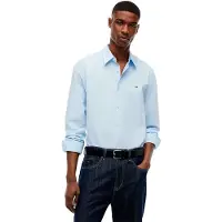 Tommy Hilfiger for man. DM0DM22026 Poplin shirt with embroidered blue logo (S), Casual, Cotton, Long sleeve