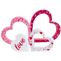 Jojomino Heart Decoration for Coffee Table Valentine'S Day Wooden Heart Decorations for Home Table Tiered Tray Mantel Set of 4