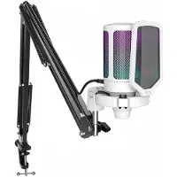 Fifine Microphone Bundle A6T AMPLIGAME USB Gaming Mikrofoni RGB - Valkoinen