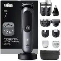 Braun All-in-One Series 7 AIO7560 märkä- ja kuiva-ajoon -parranajosetti, harmaa