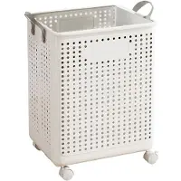 Jojomino Household Folding Dirty Laundry Basket Bathroom Laundry Basket with Pulley Basket 37.7x31x50cm