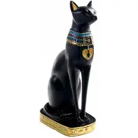 Jojomino Resin Egyptian Cat Bastet Figurine Anime Egyptian Goddess Statue Sculpture Home Bar Office Desktop Decoration(Large)