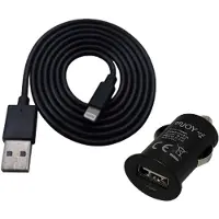Enjoy 2.4A (12/24V) Apple Lightning lisensoitu autolaturi USB-liittimellä ja kaapelilla (musta)