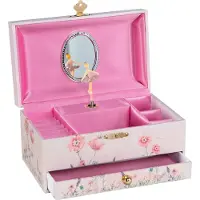 Goki Music Box Ballerina Flowers Pink