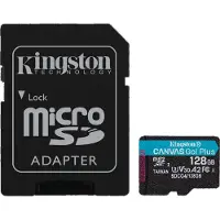 Kingston 128gb microsdxc canvas go plus gen4 200mb/s a2 u3 v30 card + adapter