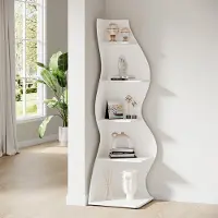 24hShop Valkoinen kulmahylly / kirjahylly / 5 säädettävää hyllyä / moderni muotoilu