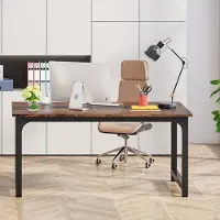 24hShop Ruskea/musta työpöytä 160 cm / tietokonepöytä / kirjoituspöytä / toimistopöytä