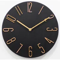 24.Se Minimalistinen analoginen seinäkello 30cm - Musta/kultaa