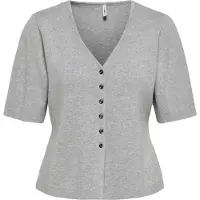 ONLY Onllucy Ss V-Neck Button Ex Knt - Grey - XS