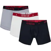 Jordan Bokserishortsit 'FLIGHT Cotton Core Boxer Briefs' meleerattu harmaa / punainen / musta / valkoinen