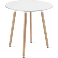 Leobert Pyöreä pöytä Kami, 60 cm, valkoinen/ruskea