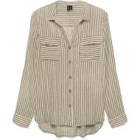 Vero Moda Pusero 'VMBUMPY' tummabeige / valkoinen