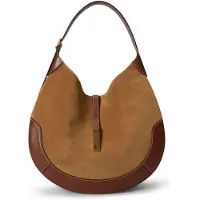 Ralph Lauren Polo Id Suede Large Shoulder Bag - Brown - ONE SIZE