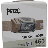 Petzl Tikka Core, Otsapannan taskulamppu, ruskea, painikkeet, paristotaso, IPX4, LED