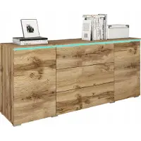 Bratex Moderni 150 cm lipasto olohuoneeseen, matta, 3 laatikkoa ja 2 kaappia, Wotan-tammi