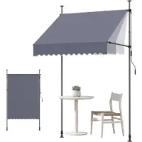 Vevor manuaalinen sisäänvedettävä markiisi, 150 cm ulkona sisäänvedettävä terassimarkiisi aurinkosuoja, korkeussäädettävä terassiovi-ikkunakatos manuaalisella kampikahvalla takapihalle, puutarhaan, pa