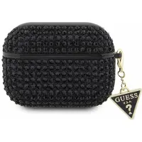 GUESS Strass Triangle suojakuori AirPods Pro -kuulokkeille – TPU-suojakotelo strasseilla, Musta