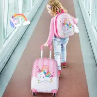 24hShop Lasten matkasetti yksisarviskuviolla – Vaaleanpunainen