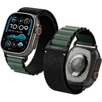 Spigen WBF1, Yhtye, Älykello, musta, Vihreä, Apple, Apple Watch Ultra 3 (49mm) Apple Watch Ultra 2 (49mm) Apple Watch Ultra (49mm), Kangas