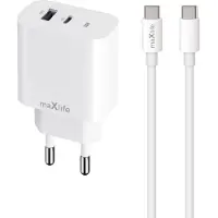 MaXlife USB-laturi PD QC 30W USB ja USB-C + USB-C kaapeli 60W
