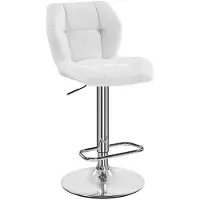 24hShop Valkoinen baarijakkara säädettävällä korkeudella / baarituoli jalkatuella / 360° kääntyvä keittiöjakkara