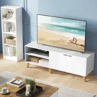 Vasagle TV-taso 140 cm säilytystilalla, sopii jopa 65" televisiolle – Valkoinen