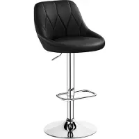 24hShop Baarijakkara säädettävällä korkeudella / musta baarituoli jalkatuella / 360° kääntyvä keittiöjakkara