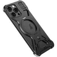 24hShop Metallinen takakuori telineellä iPhone 16 Pro:lle - Svart
