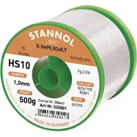 Stannol Lyijytön juotosneste - - HS10 2510 - 500 g - 1 mm - Sn99,3Cu0,7