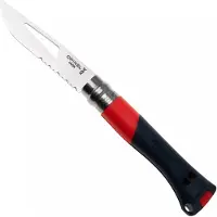 Opinel No. 09 Ocean 3262, Made For The Elements, Satin Stainless Steel, Red Polyamide, partially serrated sailing knife