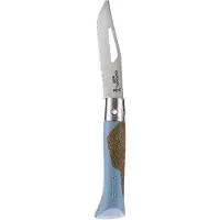 Opinel Néo7 Alpine 3239, Made For The Elements, Satin Stainless Steel, Glacier Blue Polypropylene, Cork Inlay, serrated pocket knife