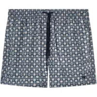 Emporio Armani for man. EM000583_AF20439 Short swim shorts with navy mixed prints (M), Beachwear, Polyester