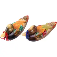 Torribaly Cute Chinese Wooden Mandarin Duck and Duck Decorations Interior Bedroom Room Decoration, 2PCS