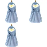 Zandona 3X Hand Towel Hanging Absorbent Baby Hand Towel Cute Penguin Duck Skin-Friendly Soft Children,