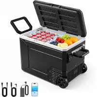 Vevor 12 voltin jääkaappi, 82,4 QT/78L auton jääkaappi, kannettava sähköinen pakastinkompressori kahvalla, sovellusohjauksella ja pyörällä, 12V/24V DC 100-240V AC, -20 ℃ - 20 ℃, kuorma-autoon, paketti