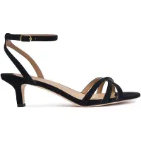Ralph Lauren for woman. 802P06395008 Allie heeled sandals in black leather (38), 3 to 5 cm, Buckle, Casual, Party, Classic