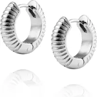Mockberg Ribbed Hoops Silver Medium korvakorut MO296