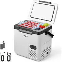 Vevor 12 voltin jääkaappi, 19 QT/18L auton jääkaappi, kannettava sähköinen pakastinkompressori kahvalla, 12V/24V DC 100-240V AC, -4℉ - 68℉/ -20℃ - 20℃, kuorma-autoon, pakettiautoon, matkailuautoon, ma