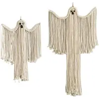 Tlily 2PCS HalloweenParty Macrame Wall Hangings Witchy Spooky Home Decor Dark Academia Gothic Boho Art