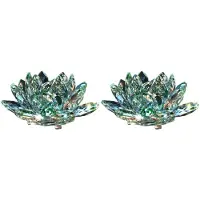 Typecat 2X D Crystal Lotus Flower Figurine Valentine Decor Glass Collection Paperweight Table Ornaments Souvenir Gift