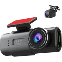 Tlily 4K Dashcam Camera Recorder GPS Wifi 64G Parking Dual Lens with 1080P Rearview Camera Night Vision Black Box for Car