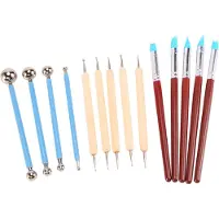 Typecat 14PCS Polymer Pottery Clay Sculpting Modelling Sit Stylus Nail Art Dotting Tools Rubber Tipped Ceramic Carving Kit for DIY Painting Rocks