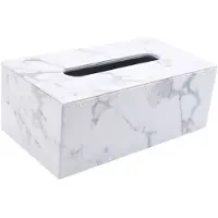 Melitt Rectangular Marble PU Leather Facial Tissue Box Cover Napkin Holder Paper Towel Dispenser Container for Home Office Car Decor