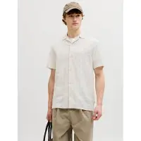 Jack & Jones Jprblusummer Lin. Blen Dobby Ss Shirt Sn - Cream - S