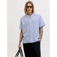 Jack & Jones Jjesummer Linen Blend Resort Shirt Ss Sn - Blue - M