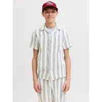 Jack & Jones Jjecoba Stripe Resort Shirt Ss Sn Jnr - Navy - 152