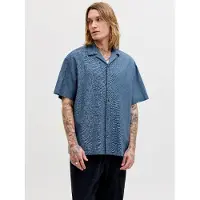 Jack & Jones Jjesummer Linen Blend Resort Shirt Ss Sn - Blue - XL