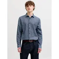 Jack & Jones Jprblaparker Linen Blend L/S Shirt - Blue - XL